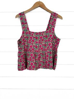 NWT Natural Life Peplum Crop Tank Top Pink Floral Berry XL New Boho Summer